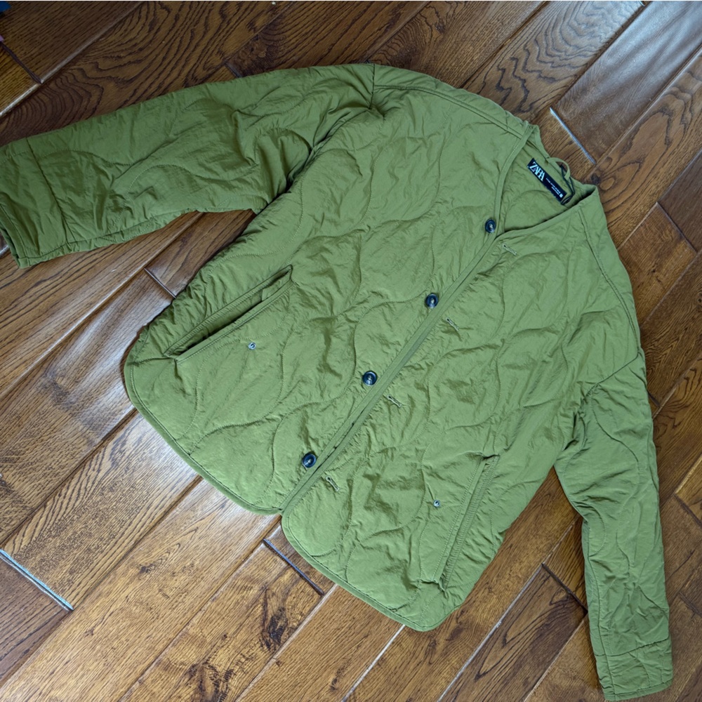 Zara Olive Quilted Jacket